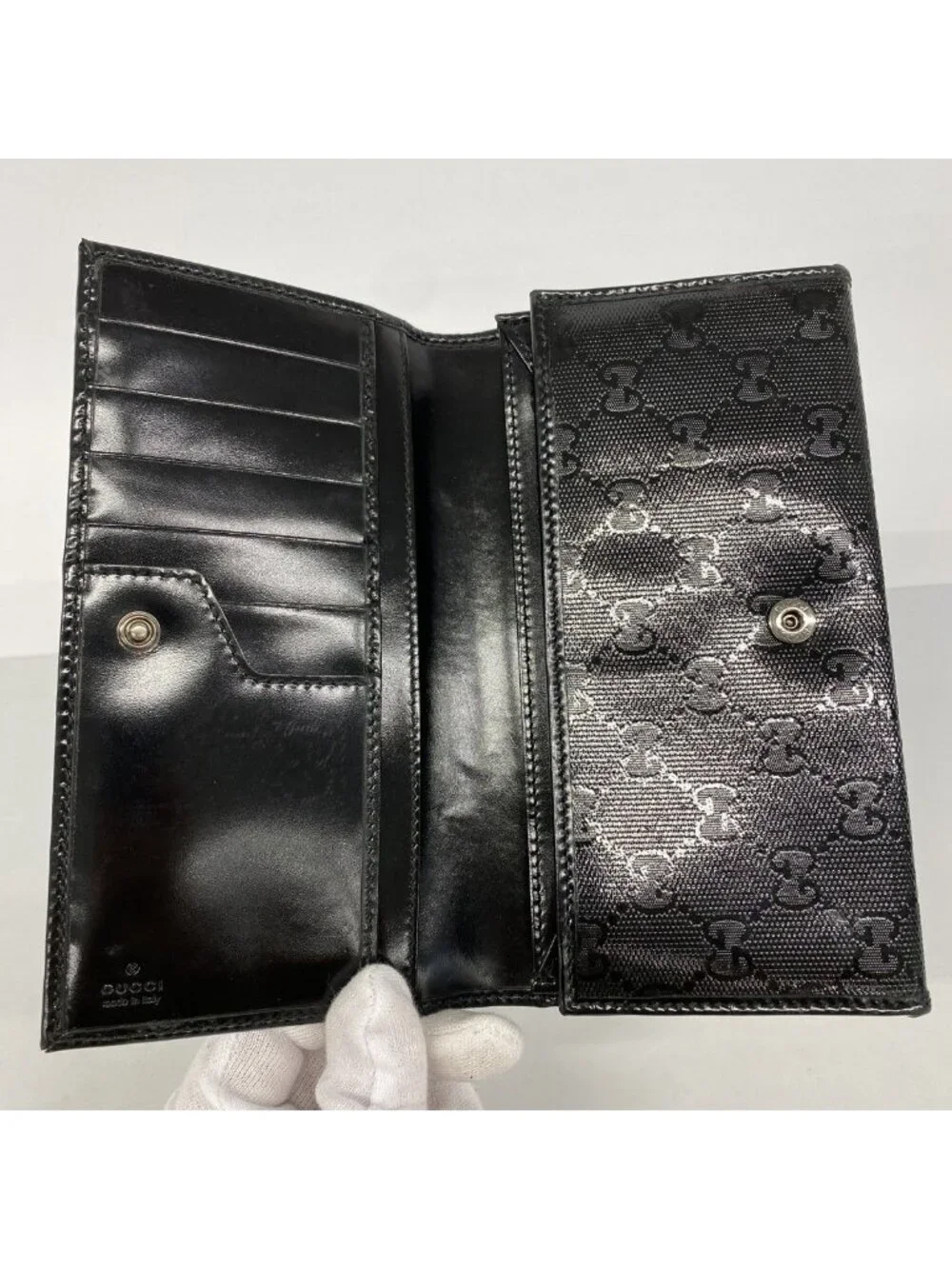 ★SOLD★ Gucci Wallet GG Supreme Black Silver - Picture 3 of 9